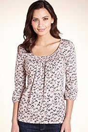 Pure Cotton Ditsy Butterfly Print Smocked Top