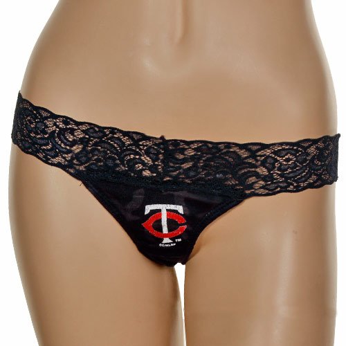 Minnesota Twins Ladies Navy Blue Burnout Logo Thong (Small)