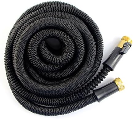 Hongmai 75FT Garden Hose Expandable Flexible Garden Water Hose 3/4 Inch with Solid Brass Connectors Double Layer Latex Core Extra Strength Fabric (75FT, Black)