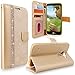 LG K7 Case/LG Tribute 5 Case, Cellularvilla [Slim Fit] [Stand Feature] Premium Pu Leather Wallet Case [Card Slots] [Wristlet] Book Style Flip Cover for LG K7 / Tribute 5 (Golden Bling)