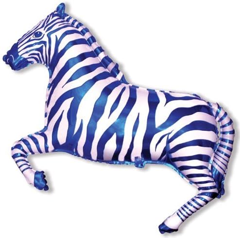 Jungle Party Zebra - Blue & White - 26" Foil Balloon -