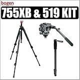 Bogen Manfrotto 755XB Mdeve Aluminum Tripod Legs 755XB Consumer Video Tripod Legs & Bogen Manfrotto 519 Pro Video Head for Cameras Up To 22 Pounds & Bonus Maccabee Monopod - Bogen Manfrotto ABOG755XB13