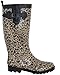 Capelli New York Shiny Baby Leopard Printed Ladies Tall Sporty Rubber Rain Boot Black Combo Combo 10