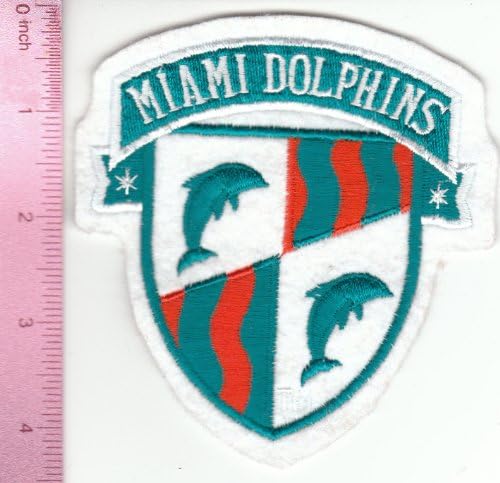 Vintage 1980s Miami Dolphins Throwback Crest Shield Patch 4 1/4" H (sew on only)