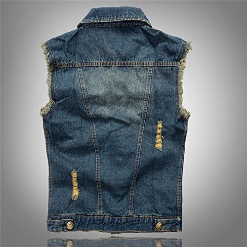 KULE Men's Retro Slim Cowboy Denim Washed Vest Waistcoat Sleeveless Jacket