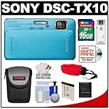 Sony Cyber-Shot DSC-TX10 Shock & Waterproof Digital Camera (Blue) with 16GB ....