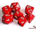 Big Cherry Poly Dice Set, Red, 7 Polyhedron Dice Set D4 D6 D8 D10 D12 D20 D00
