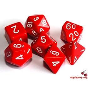 Poly Dice Set, Red, 7 Polyhedron Dice Set D4 D6 D8 D10 D12 D20 D00