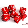Poly Dice Set, Red, 7 Polyhedron Dice Set D4 D6 D8 D10 D12 D20 D00