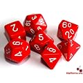 Poly Dice Set, Red, 7 Polyhedron Dice Set D4 D6 D8 D10 D12 D20 D00