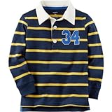 カーターズ Carter's/ ロングスリーブ ラグビー ストライプ ポロ イエロー トップス長袖シャツ 24ヶ月【並行輸入】