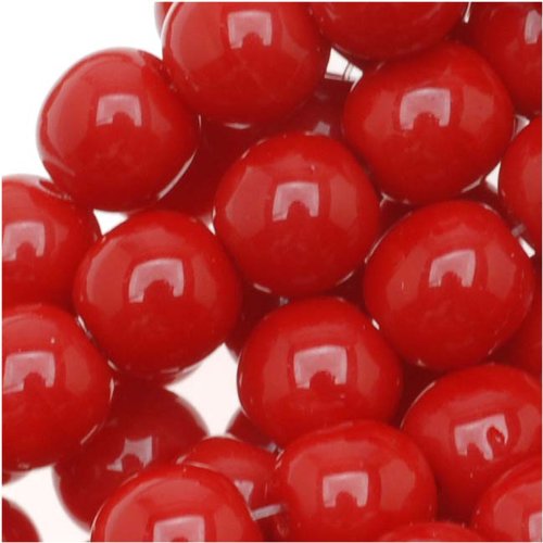 Czech Glass Druk Round Beads 6mm Opaque Red (50)