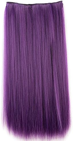 Wigico One Piece Straight Synthetic Thick Hair Extension Clip-on Hairpieces (dark purple)// Dark Purple Color Clip in Hair Extension Straight for Fashion Cool Women