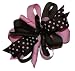 Apparel : Hair Bows ~ New Chocolate Brown & Pink Small Dotted GrosGrain Loop Bow ~ Pageant Boutique