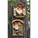 SALE!! The Knothole Gnomes Garden Welcome Tree Sculpture: Window and Door Gnomes