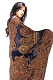 Antique Jamavar Shawl Stole Wrap - Hand Crafted Paisley Sequins & Beads Design #5970
