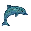 DELFIN 6,7 cm * 5,3 cm AUFN�HER B�GELBILD APPLIKATION Fisch Fische DELPHIN WASSER TIER TIERE PATCH