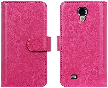 5inch Top Quality Leather Case For S4 smart cellphone,Crazy horse leather case for Samsung Galaxy S4 , flip stand wallet case with 9 card holders and photo frame slot for Samsung Galaxy S4 (rose)