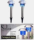Stainless Steel Hut Solar Blue Lights Set of 4