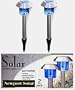 Stainless Steel Hut Solar Blue Lights Set of 4