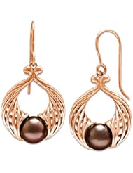 Chocolate Tahitian Pearl Earrings in 14K Rose Gold (8-9mm)