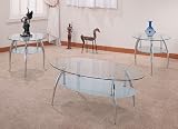 51NvpQjiMPL. SL160  Beautiful 3 Pc Chrome And Glass Coffee Table Set