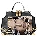 MG Collection Gothic Studded Doctor Style Convertible Top Handle Shoulder Handbag, Black, One Size