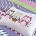 Girls Teen Kids Modern Comforter Bedding Set Pink Purple Aqua Blue Polka Dots Stripes Geometric Design with Owl Pillow. Includes Bonus Sleep Mask From Designer Home. (Full/Queen)