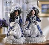 Porcelain Doll W/ White & Blue Ruffled Lace Dress Natalie by Collections Etc