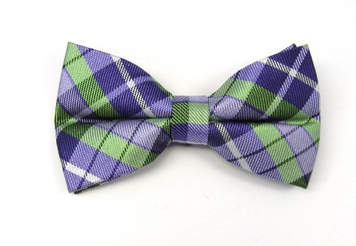 100% Silk Woven Violet and Apple Totally Tartan Self-Tie Bow Tie