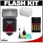 Vivitar High Power Auto Flash DF-383 with Bounce & Swivel Head + STO-FEN + (4) AA Batteries & Charger + Cleaning Kit for Nikon D40, D60, D3000, D3100, D5000, D5100, D7000, D300s, D3 & D3s Digital SLR Cameras