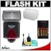 Vivitar High Power Auto Flash DF-383 with Bounce & Swivel Head + STO-FEN + (4) AA Batteries & Charger + Cleaning Kit for Nikon D40, D60, D3000, D3100, D5000, D5100, D7000, D300s, D3 & D3s Digital SLR Cameras
