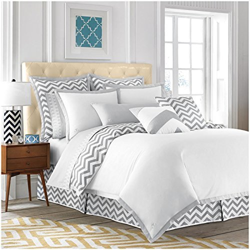 Jill Rosenwald Copley Collection Buckley Duvet Cover, King, Chevron, Grey