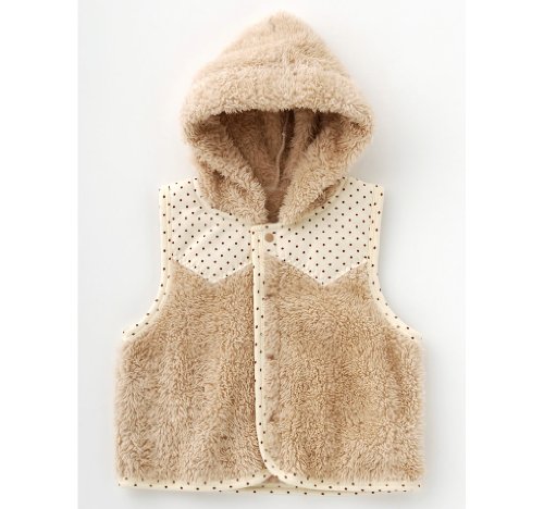 【赤すぐ掲載商品】(チャックル) chuckle *Bon chou chou*【ボンシュシュ】おしゃれボアでしっかり防寒 フード付き前開きボアベスト ベージュ 70cm P9001-70-50