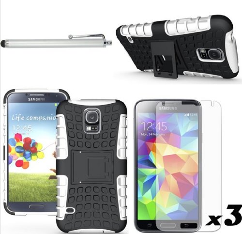 Zek Heavy Duty Rugged Cover Case for Samsung Galaxy S5 SV S V Smart Phone (White)