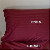 ELEGANCE Egyptian Cotton 500 Thread Count 3 - Pc Sateen Stripe Duvet Cover Burgundy Queen.