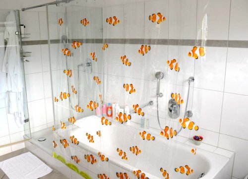 HAB & GUT (DV044) Duschvorhang 180 x 180 mit Fischen