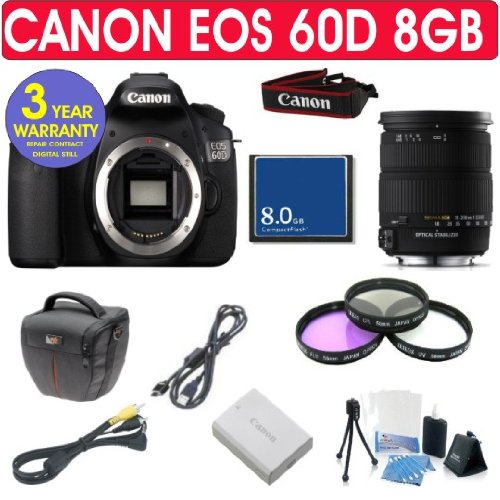 Canon EOS 60D + Sigma 18-200mm OS Lens + 8GB Memory