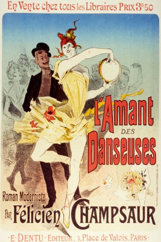 TAMBOURINE L'AMANT DANSEUSES PARIS FRANCE FRENCH SMALL VINTAGE POSTER REPRO