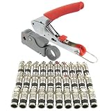 Coax Compression Connector Kit, 30 pieces RG6 F Connector, Compression Tool, and Cable Stripper