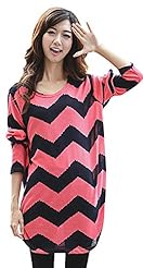 Round Neck Long Sleeves Short Sleeves Cashmere/Polyester Midi Dress 