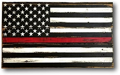 Thin Red Line Flag/ Thin Red Line Wood Flag/ Firefighter Gift /