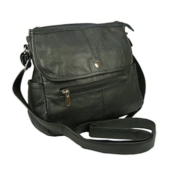 Genuine Pebbled Leather Purse w/ Flap Pocket in Choice of Colors