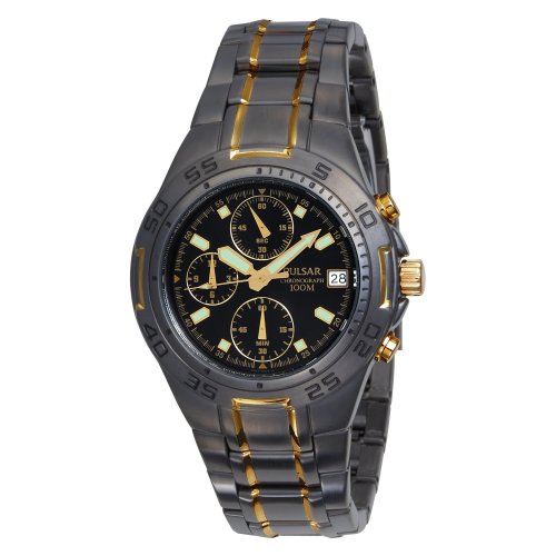 Pulsar Men's PL8002 Chronograph Black Ion Plated Stainless Steel Watch