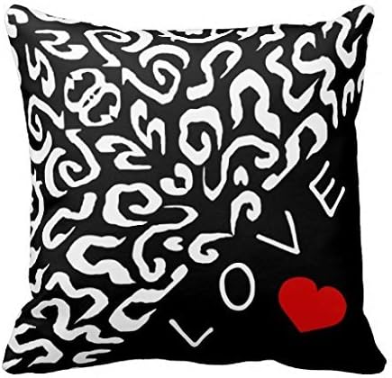 Chic Black White Love Hearts Accent 18*18 pillow Case