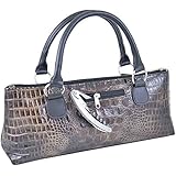 Primeware Clutch Insulated Single Bottle Wine Tote, Copper Brown Croc