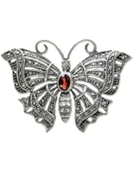 Garnet brooch pendant, Crimson Butterfly