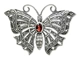 Garnet brooch pendant, 'Crimson Butterfly'