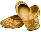 Starlite Bridal-Wedding-Evening-Dress-Beaded-Diamante-Fashion-Flat-Gold-Khussa Shoes Pumps Size 3-8 -00511