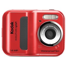 EasyShare Sport C135 14 MP Waterproof Digital Camera with 2.4-Inch LCD (Red) (New Model) by Kodak